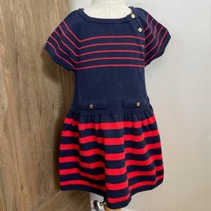 NWT Janie and Jack Red and Navy Striped Sweater Dress